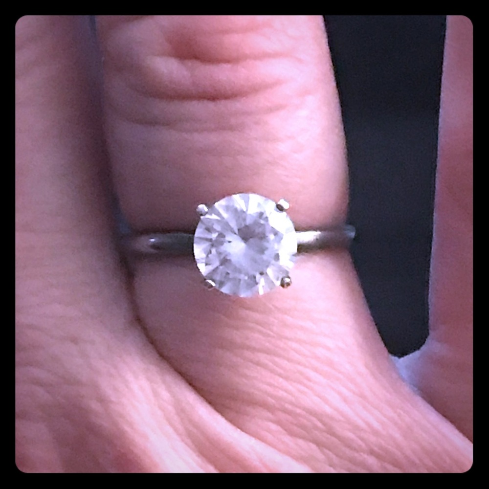 Oxidized Sterling Silver, 8mm CZ solitaire
